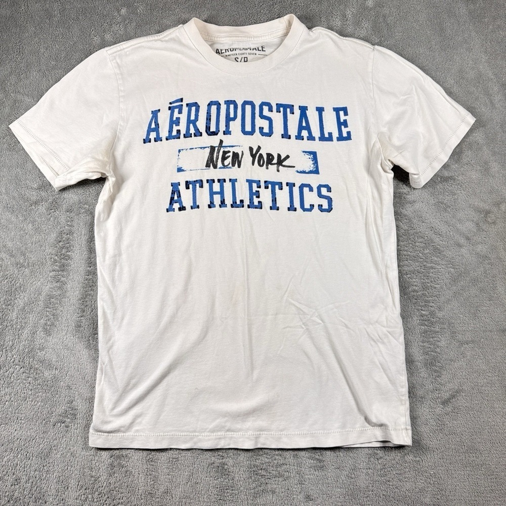 Y2K Aeropostale New York Athletics Graphic T-Shirt White Small S Short Sleeve‎
